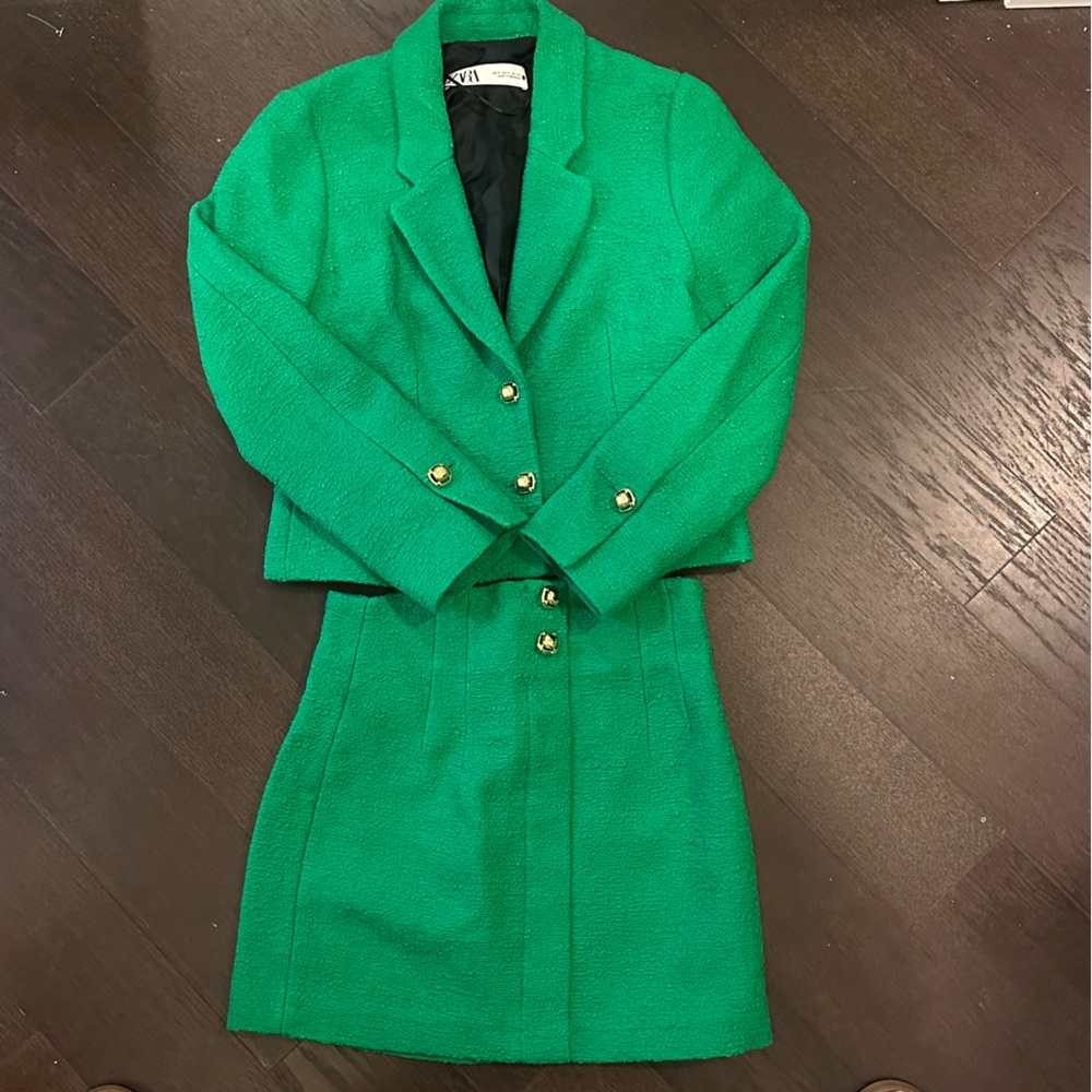 Zara Cropped Blazer and skirt set